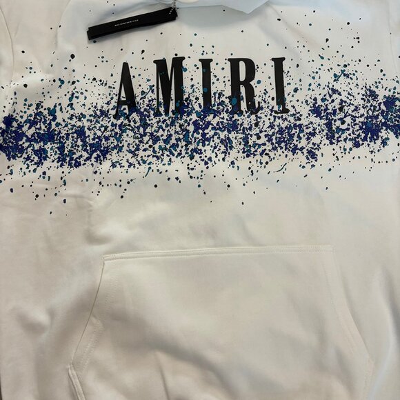 AMIRI Round Neck Paint Print White Sweatshirt - Picture 3 of 6